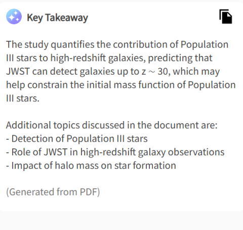 Example of the EndNote AI generated summary of a PDF